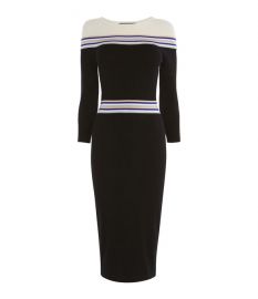 STRIPED KNITTED MIDI DRESS at Karen Millen